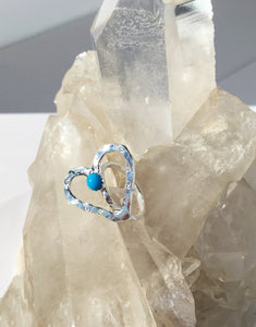 Open Heart Ring with Sleeping Beauty Turquoise