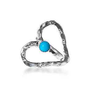 Open Heart Ring with Sleeping Beauty Turquoise
